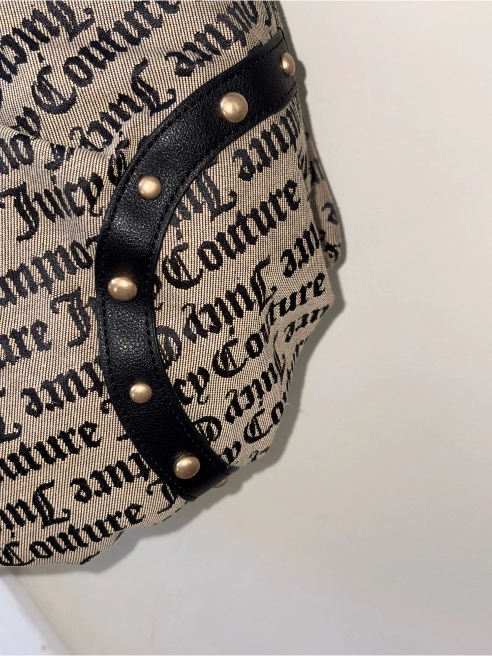 Juicy Couture Black & Beige Logo Hobo with Heart Charm